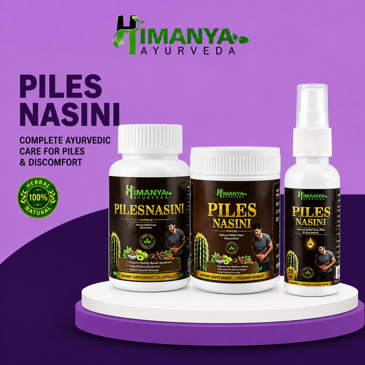 Piles Nasini Kit - Combo with Capsule, Powder & Oil